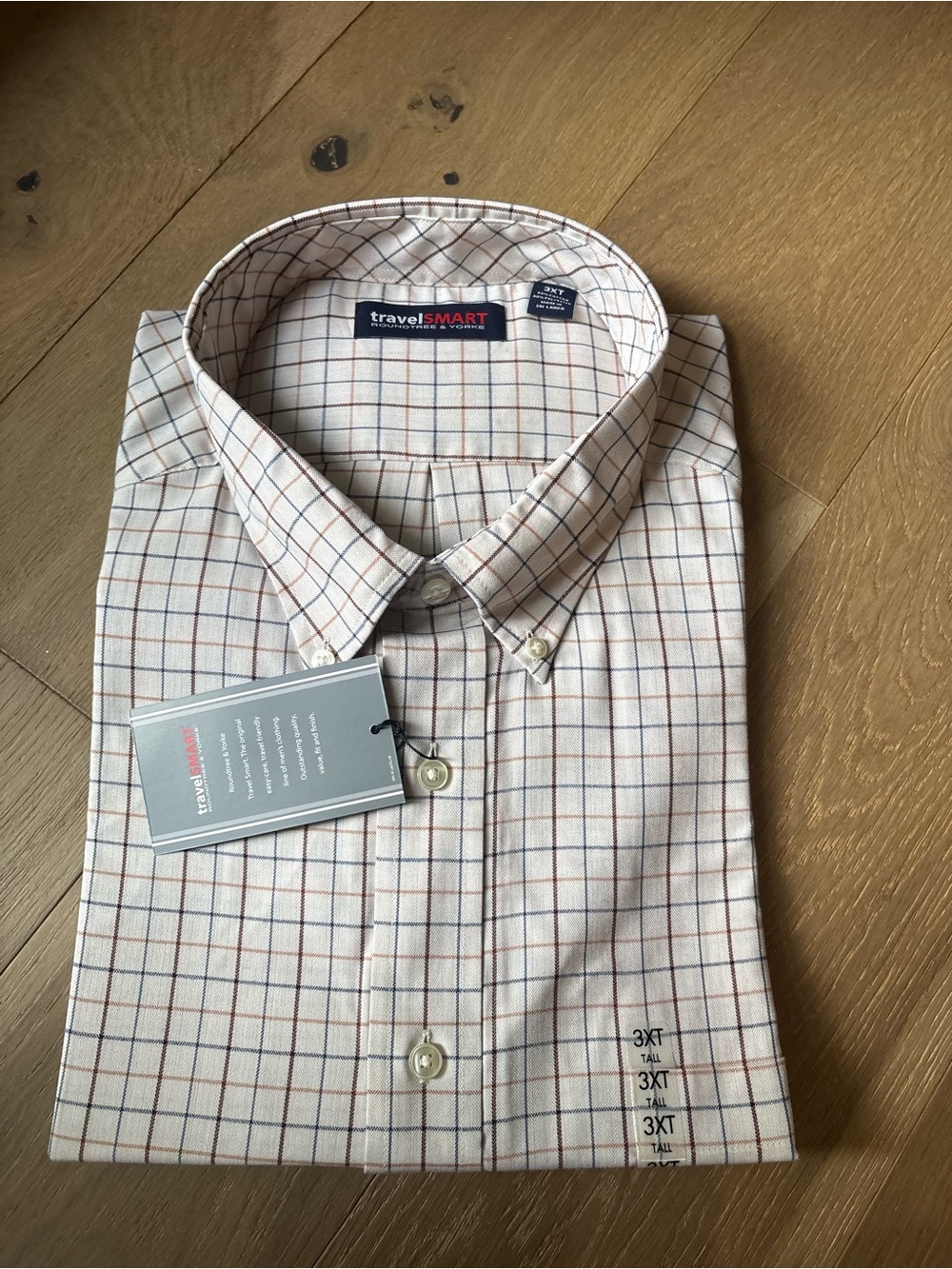 Roundtree & Yorke‎ Beige Check Button-Down Shirt